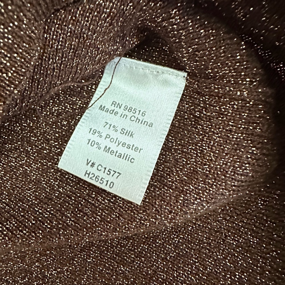 Coldwater Creek Silk Metallic Brown Turtleneck Sweater - Picture 4 of 4